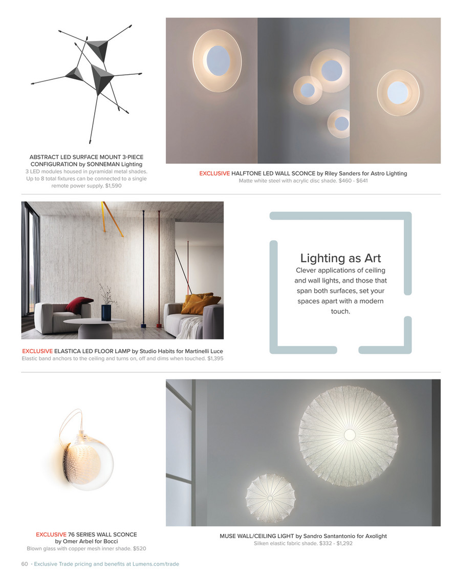 Lumens - Lumens Trade Black Friday Catalog 2021 - Set 7762 | 7763 | 7764 LED  Wall Art by Vibia, image size:889x1125