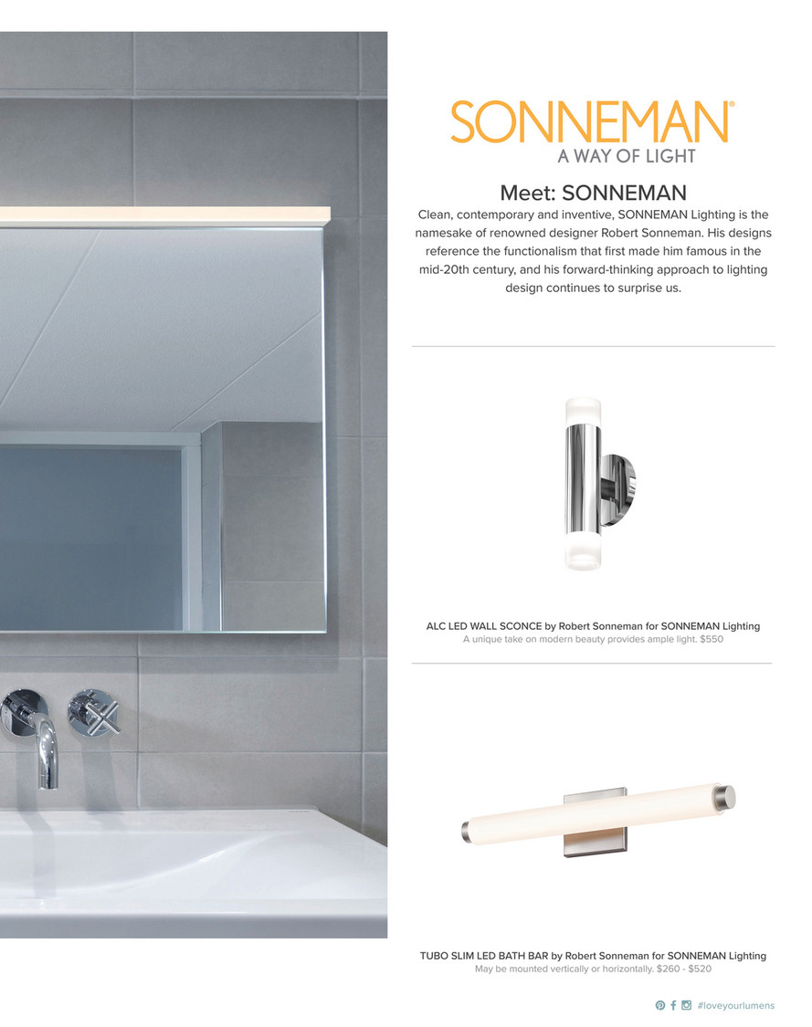 Lumens - Bed and Bath Event 2022 Catalog - Stiletto LED Lungo Bath Bar by  SONNEMAN Lighting, image size:889x1125